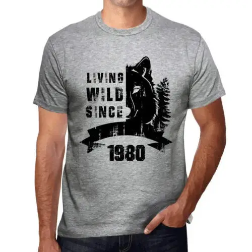 Heren Grafisch T-Shirt Levend in het wild sinds 1980 – Living Wild Since 1980