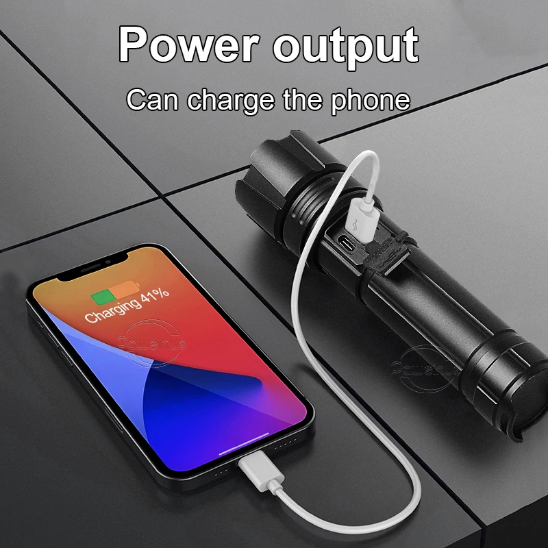 9000000LM ضوء قوي مصباح ليد جيب الترا برايت مصابيح قابلة للشحن IPX6 مقاوم للماء مصابيح كاشفة قابلة للتكبير مصباح التخييم في الهواء الطلق #4