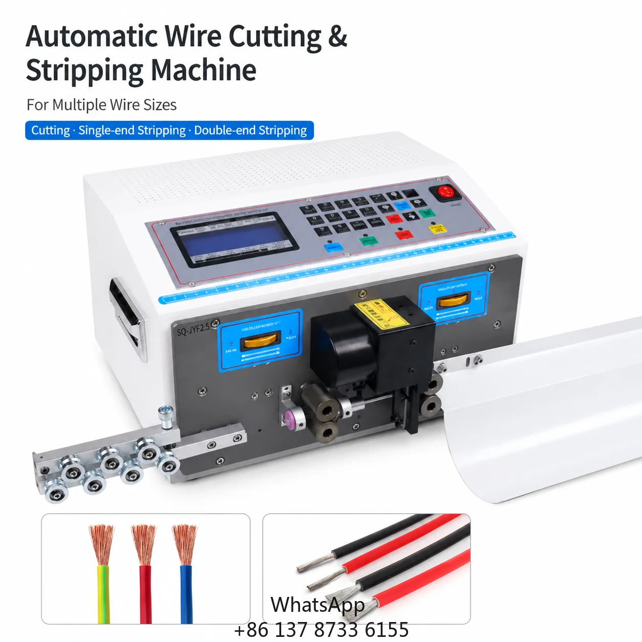 Automatic Wire Cutting And Stripping Machine 0.1-2.5 Sq Mm 1-100000 Mm Length LCD Display 4-Wheel Drive For Cable Harness