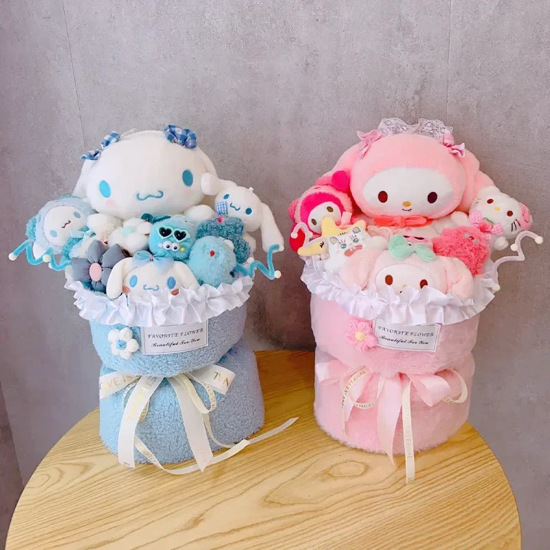 

Sanrio Cinnamoroll Kuromi кукольный букет, милые плюшевые игрушки на День святого Валентина, подарок подруге на день рождения