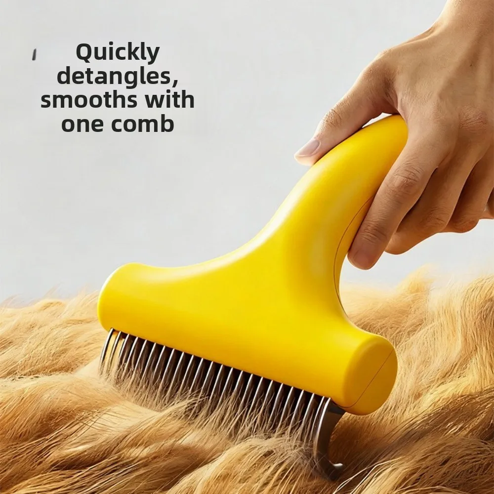 Stainless Steel Blade Dog Hair Removal Brush Anti-Tangle Shedding Tool Cat Fur Remover Easy to Grip Pet Grooming Tools Home Use