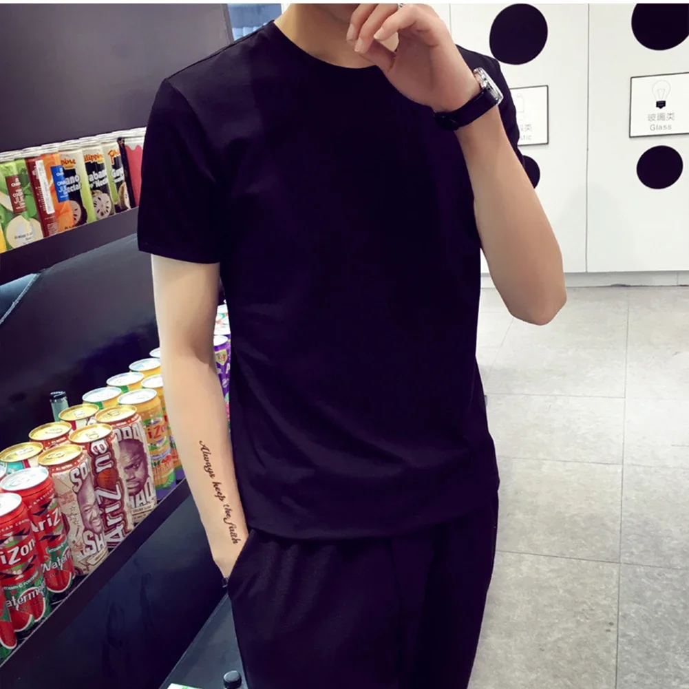 Men T-Shirt  Elastic Loose Oversize Tshirt Casual Breathable Lounge Breathable Short Sleeve Solid Men's Short-sleeved Tops 2024