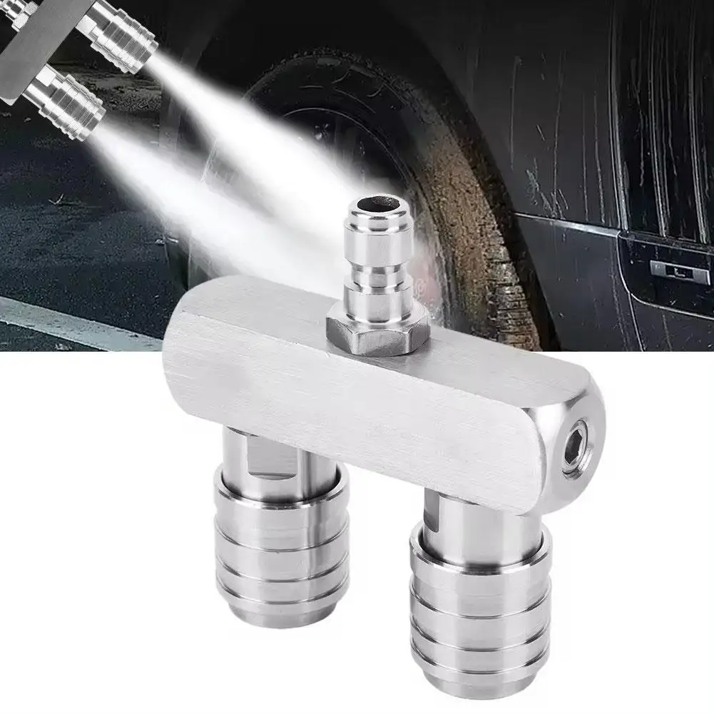 

Dual Nozzle Adapter Rod Quick Connect Double Spray Fitting Rotating Nozzles For High Pressure Washer Gun Car Cleaning Tools Y0I7