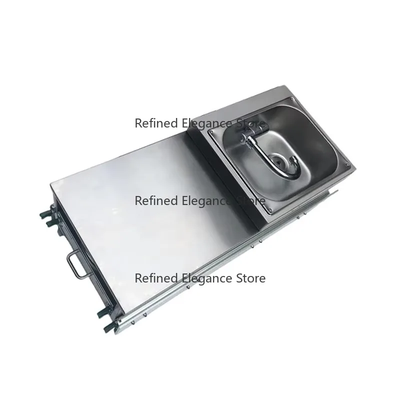 304 Stainless Steel Pull‑out Kitchen Module With Sink Basin For Mobile Travel Carriage Vehicle