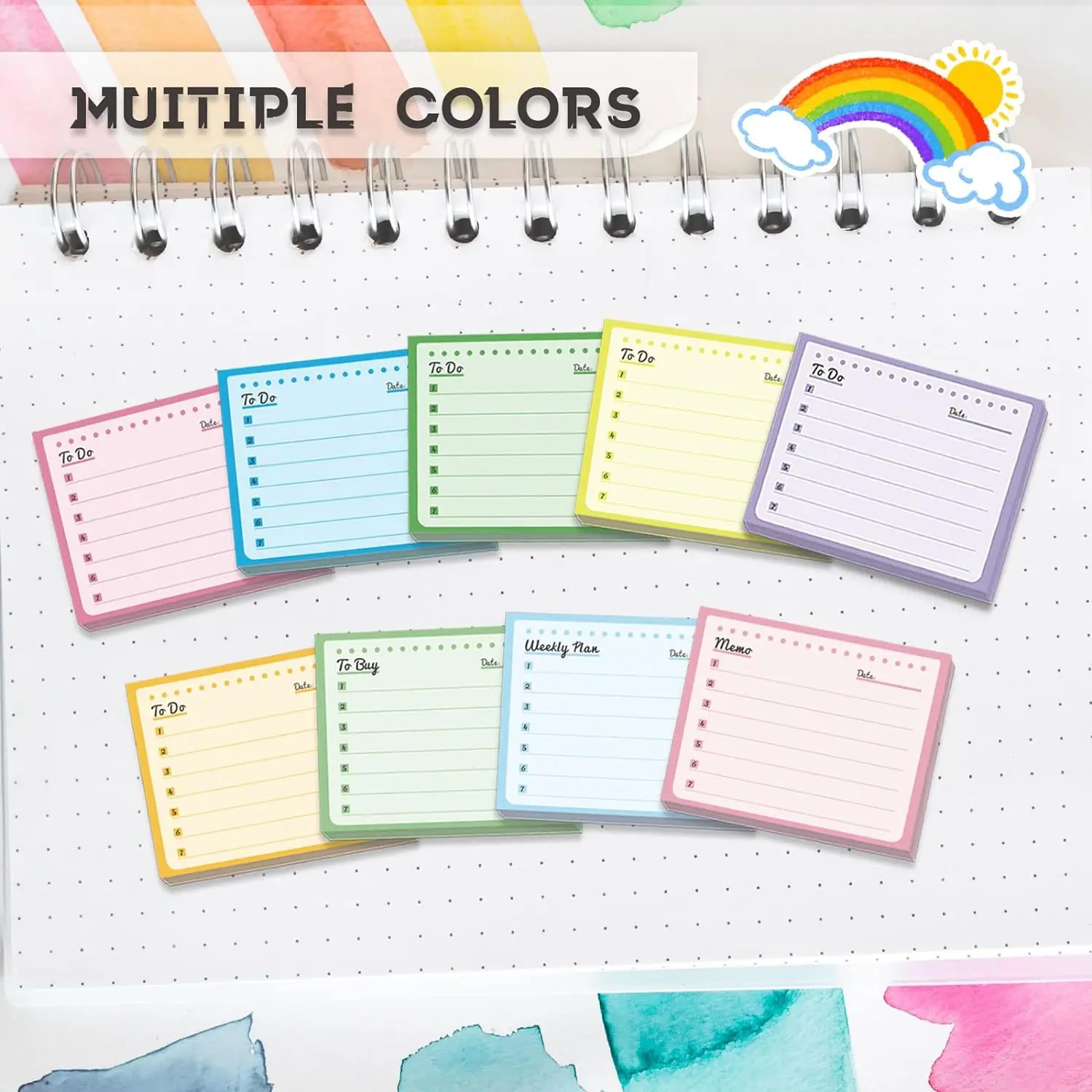 50sheets Sticky Notes Memo Pad Planner Notepad To Do List Stickers Shopping Checklist sticky notes Office Supplies Stationery