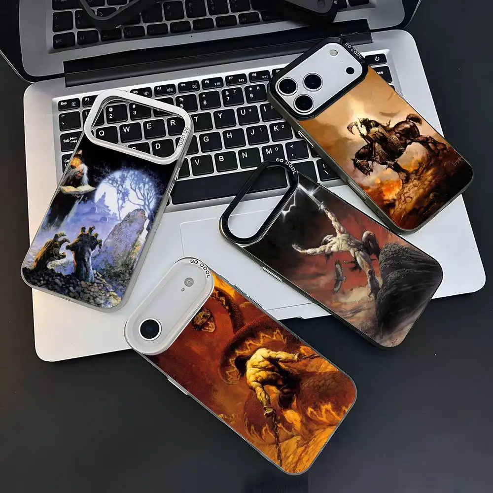 

cool Frank Frazetta art Phone Case iPhone 12 13 14 15 16 17Pro Max Plus Protect Plating Phone Cover