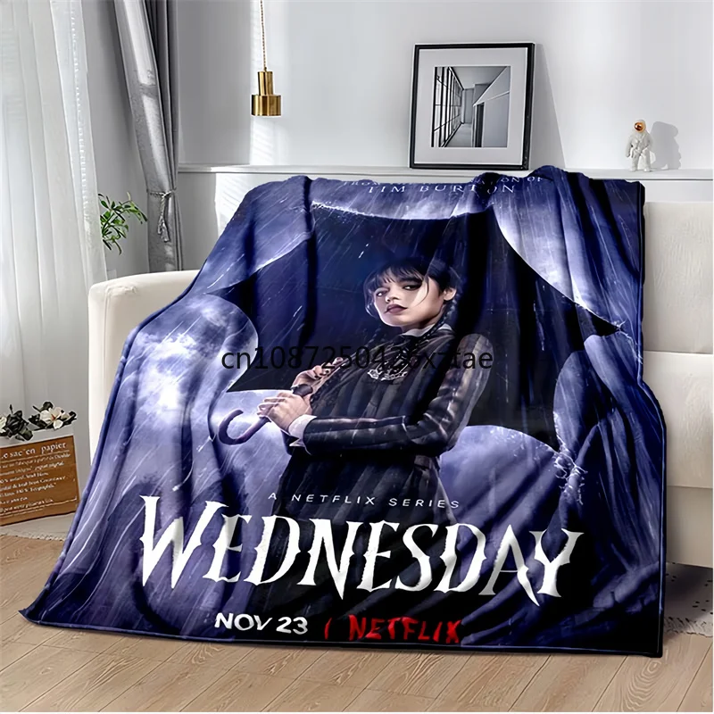 

The Movie Wednesday Poster Printed Blanket,Soft Warm CosplayThrow Blankets,Sofa Bed Bedroom,Tapestry,fans and Music Gift