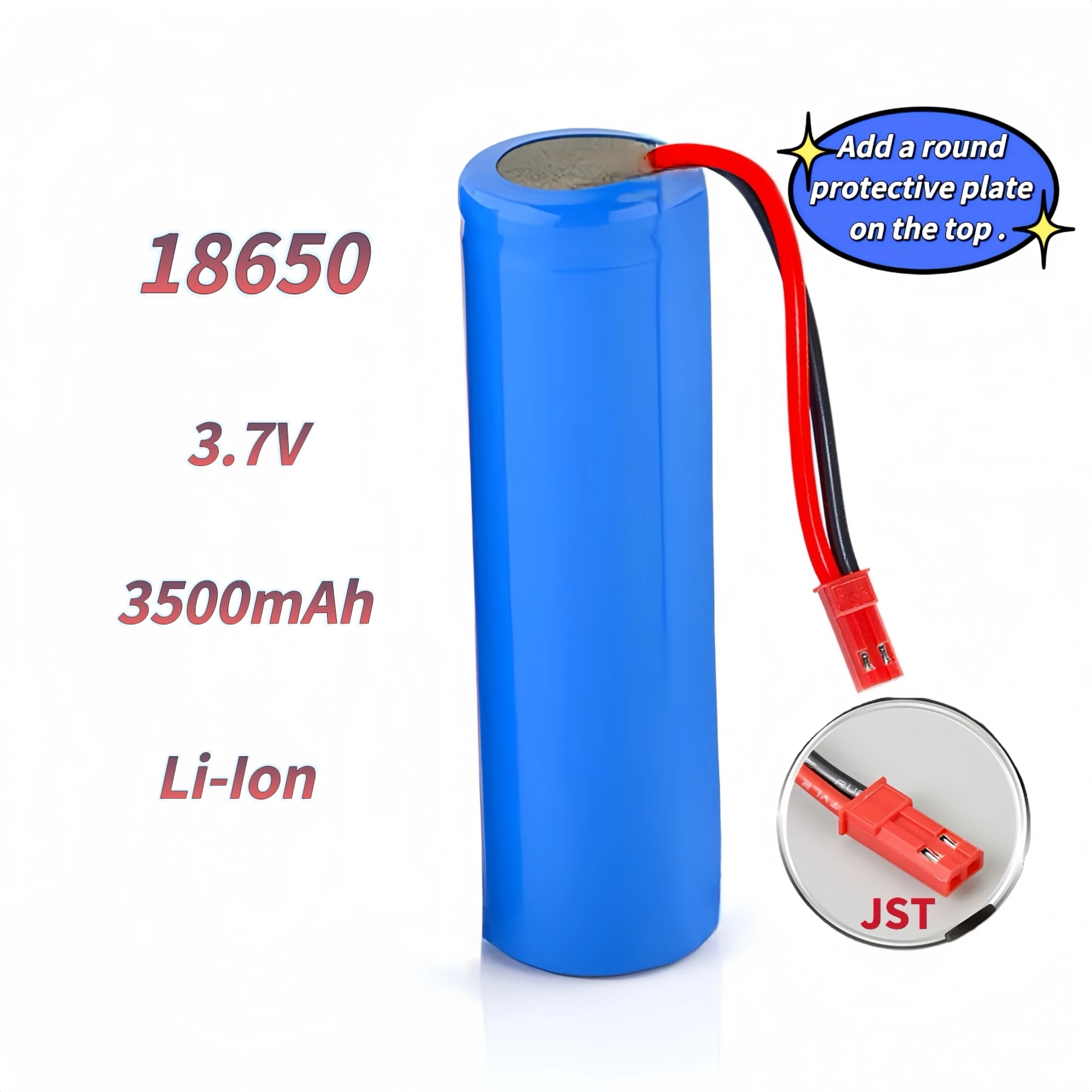 10PCS 18650 Rechargeable Lithium Battery 3.7V 3500mAh with SM/PH2.0/XH2.54/JST Plug for DIY electric skateboard Camping lantern