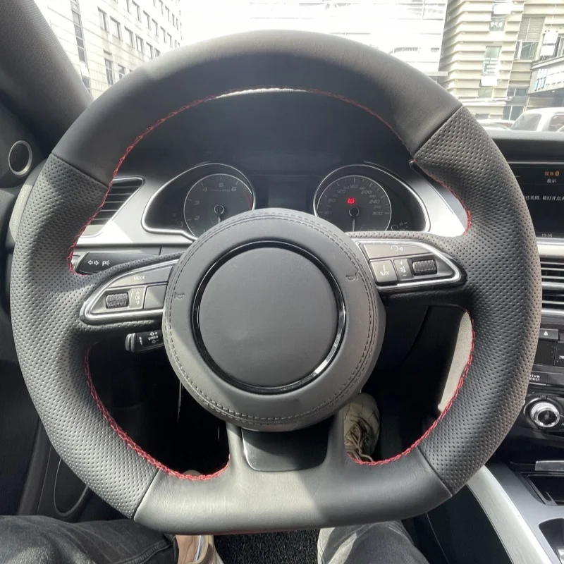 

DIY Car Steering Wheel Cover Microfiber Leather For Audi S3 A5 A7 RS7 S7 SQ5 S6 S5 RS5 S4 RS4 Steering-Wheel Cover Accessorie