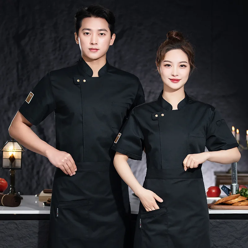 ホテルレストラン厨房作業服半袖シェフジャケットベーカリーペストリーシェフサマーホワイトキッチンコート