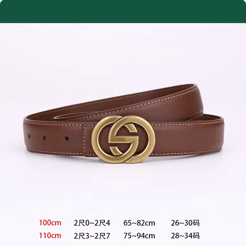 Women's Fashion Genuine Leather Belts High Quality Gold Buckle Best Matching Dress Jeans Belts For Woman