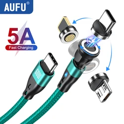 AUFU 마그네틱 USB 타입 C to USB C 케이블, 고속 충전 와이어, 맥북, 샤오미, 삼성, 아이폰 15 용 자석 충전 코드, 60W, 5A PD