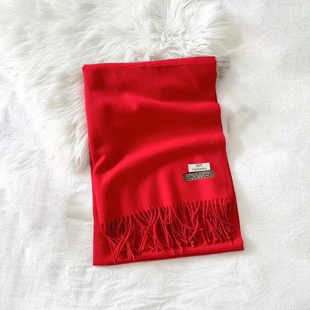 

Классический шерстяной шарф из полиэстера с защитой от холода, ветрозащитный мягкий однотонный платок, теплый длинный шейный платок в корейском стиле с кисточкой, осень