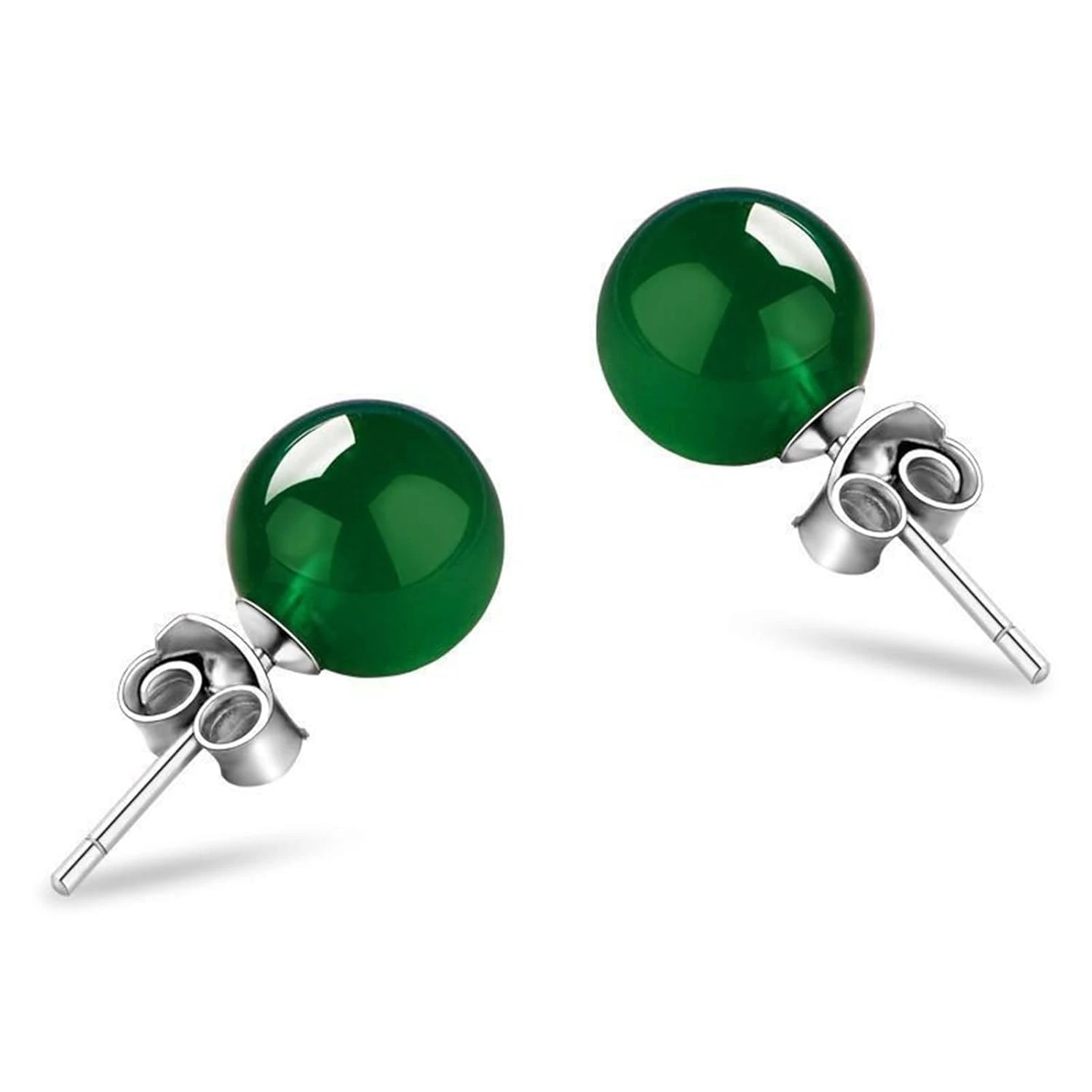 Green Jade Stud Earrings for Women 6mm Round Gemstone Earrings Natural Green Small Jade Hypoallergenic Earrings Good Luck Handma