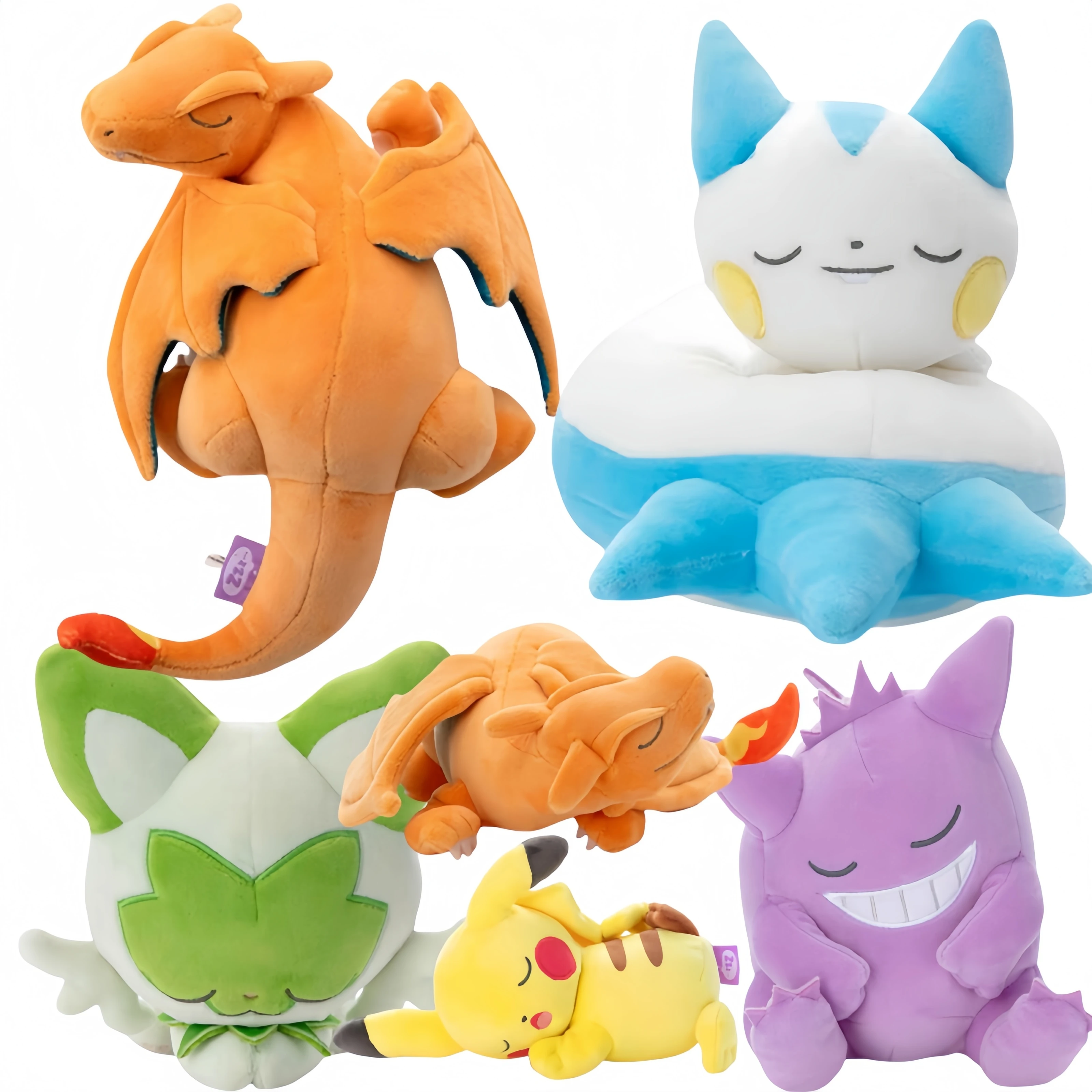 Pokemon Pikachu Sleeping Series Gengar Plush Charizard Sprigatito Pachirisu Stuffed Doll Peluche Anime Toys Hobbies Xmas Gift