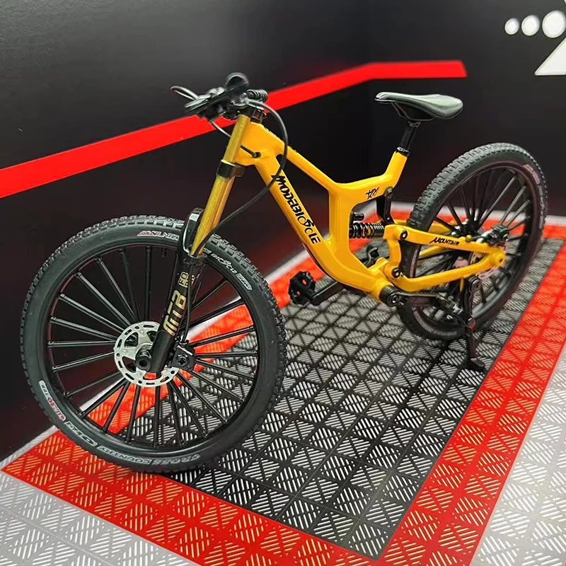 20 cm nowy model roweru ze stopu 1:8, symulacja roweru górskiego z miękkim zawieszeniem, przedni widelec rozsuwany z amortyzatorem, ozdobny.