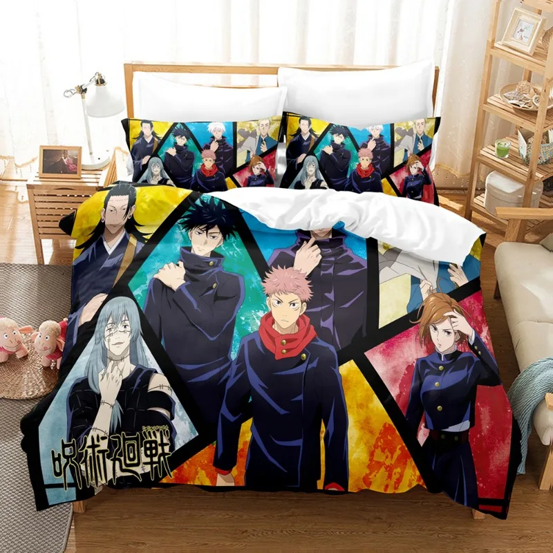 

Kawaii Cartoon Jujutsu Kaisen Bedding Set Quilt Duvet Cover for Kids Bedroom Decora Boy Cute Bed Duvet Cover Children's Gifts
