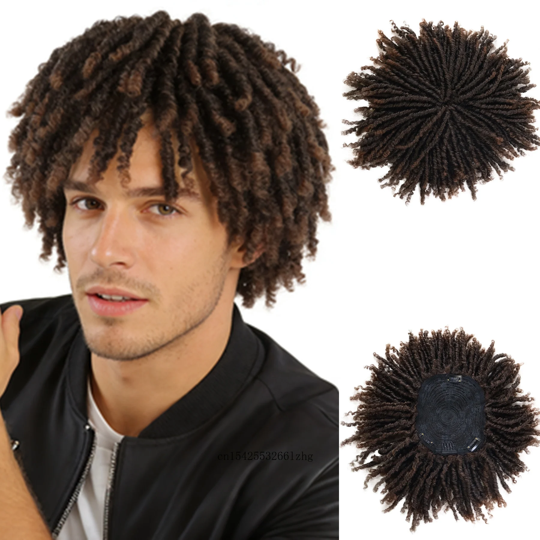 

Мужские парики из синтетических волос с дредами, короткая стрижка, афро-кудрявые плетеные парики, накладные пряди для мужчин и мальчиков, омбре коричневые полупарики для повседневного использования и костюмов