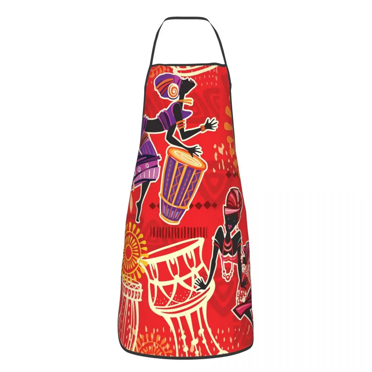 Red African Ethnic Pattern Apron for Women Men Unisex Bib Africa Art Motifs Cooking Kitchen Tablier Cuisine Chef Painting