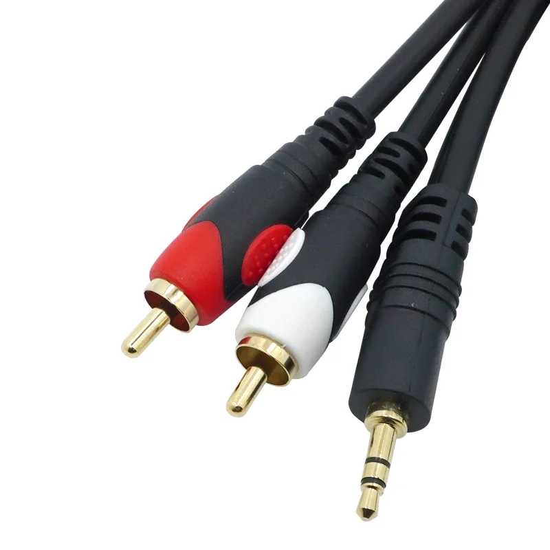 New Audio cable 3.5 to 1 to 2 RCA double lotus head speaker cable subwoofer cable 1.8M3M5M10M15M20M