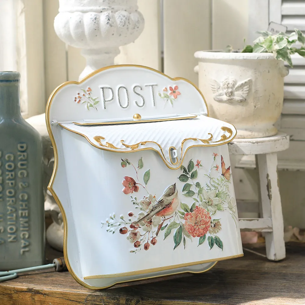 European retro wrought iron mailbox creative home suggestion box wall decoration storage box outdoor