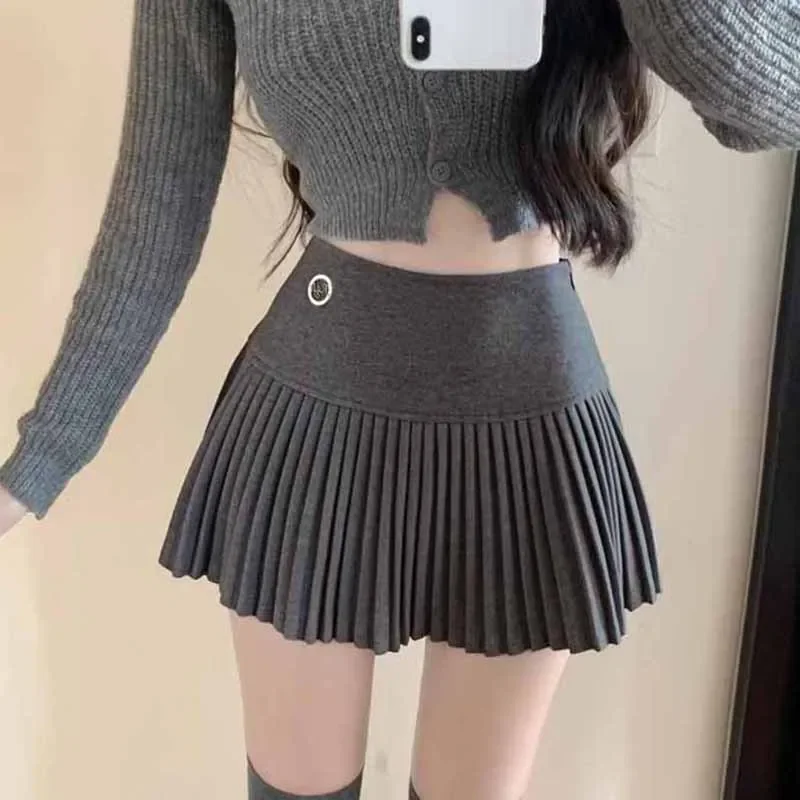 

Новая плиссированная юбка Xpqbb с высокой талией, Женская осенне-зимняя элегантная шерстяная мини-юбка, женские корейские модные Лоскутные трапециевидные юбки