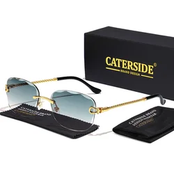 CATERSIDE Retro Sunglasses Men Brand Designer Rimless Gradient Lens Women Sun Glasses Shades Ladies Fashion Party Eyeglasses