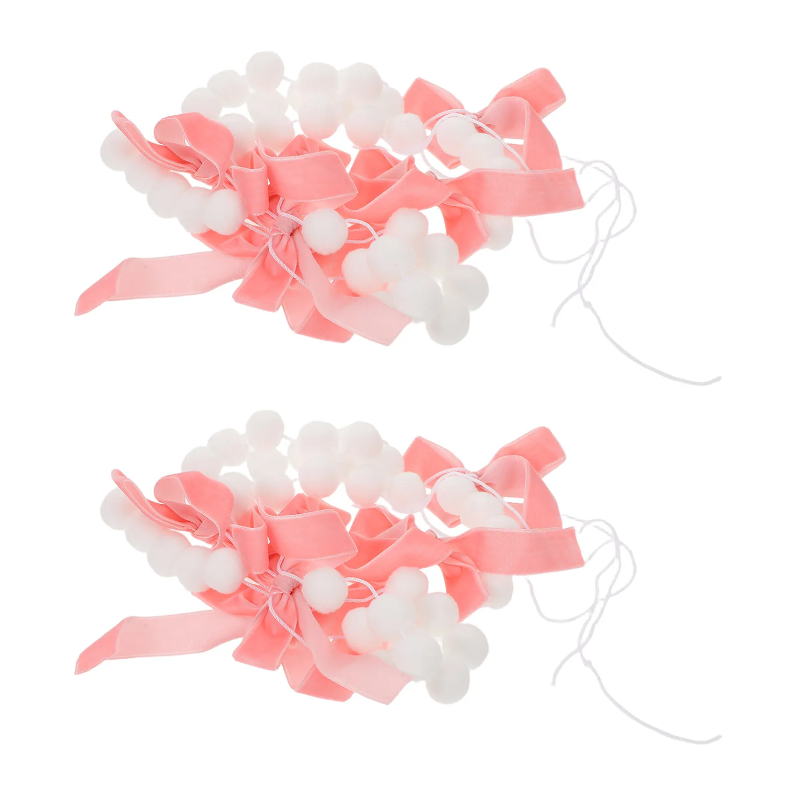 

2 Pcs Decorative Latte Art Bow Hanging Banner Wreath Flannel Garland Valentines Day