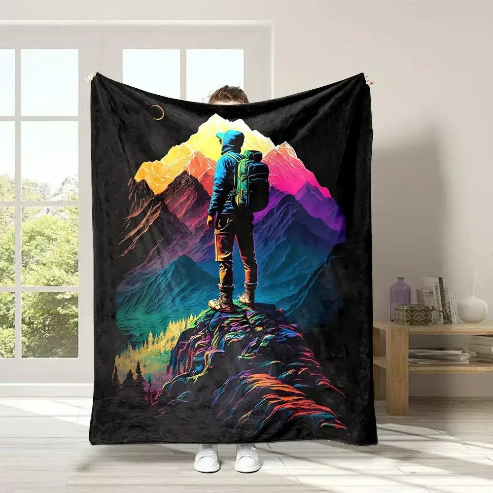 

Фланелевое одеяло с принтом для походов и путешествий, всесезонное, для гостиной, офиса, дивана и путешествий