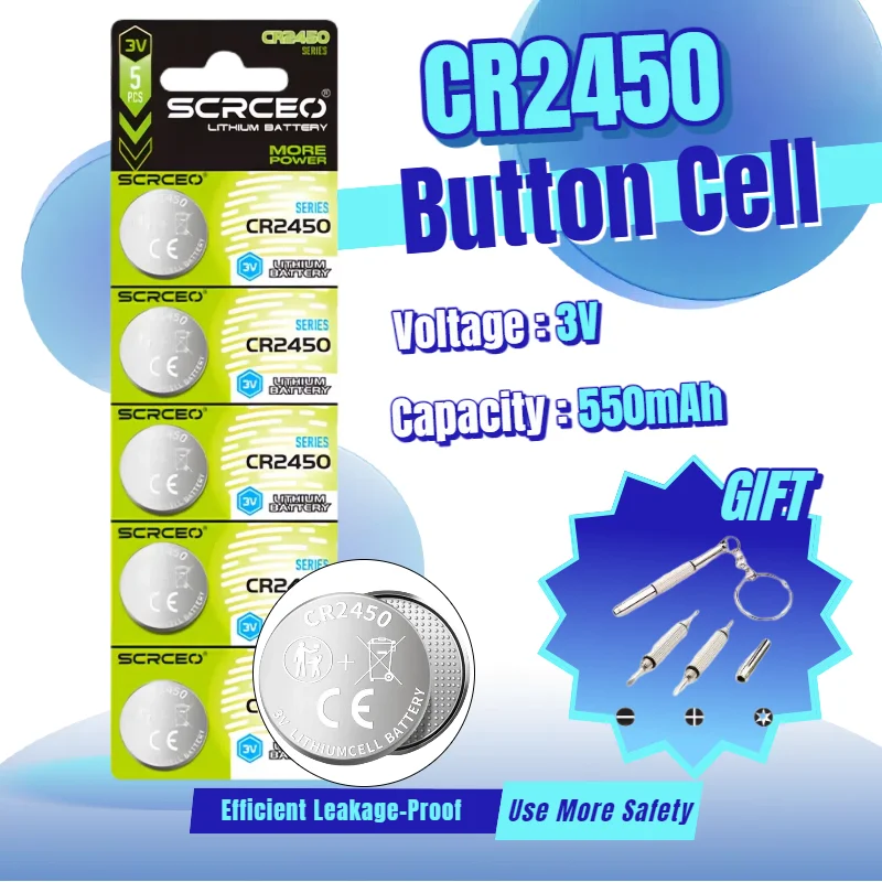 topCR2450 3V Lithium Battery 600mAh Button Cell CR2450N/BR2450/DL2450/LM2450/5029LC Watch Battery for Electronics Toys