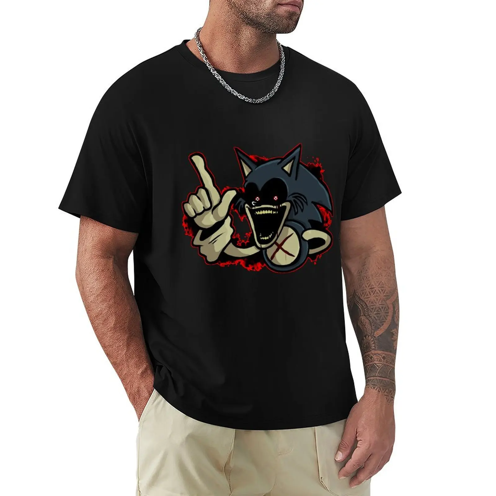 

FNF SONIC EXE LORD X T-Shirt gifts for boyfriend basketball graphic tees Anime t-shirt funny shirt cotton t shirt for men