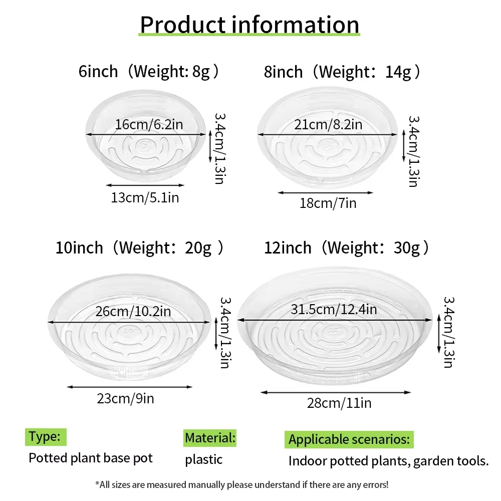 قاعدة وعاء النباتات البستانية الشفافة المضادة للانزلاق وعاء منزلي دائري مقاوم للماء تخزين المياه البلاستيكية وصمة عار #2