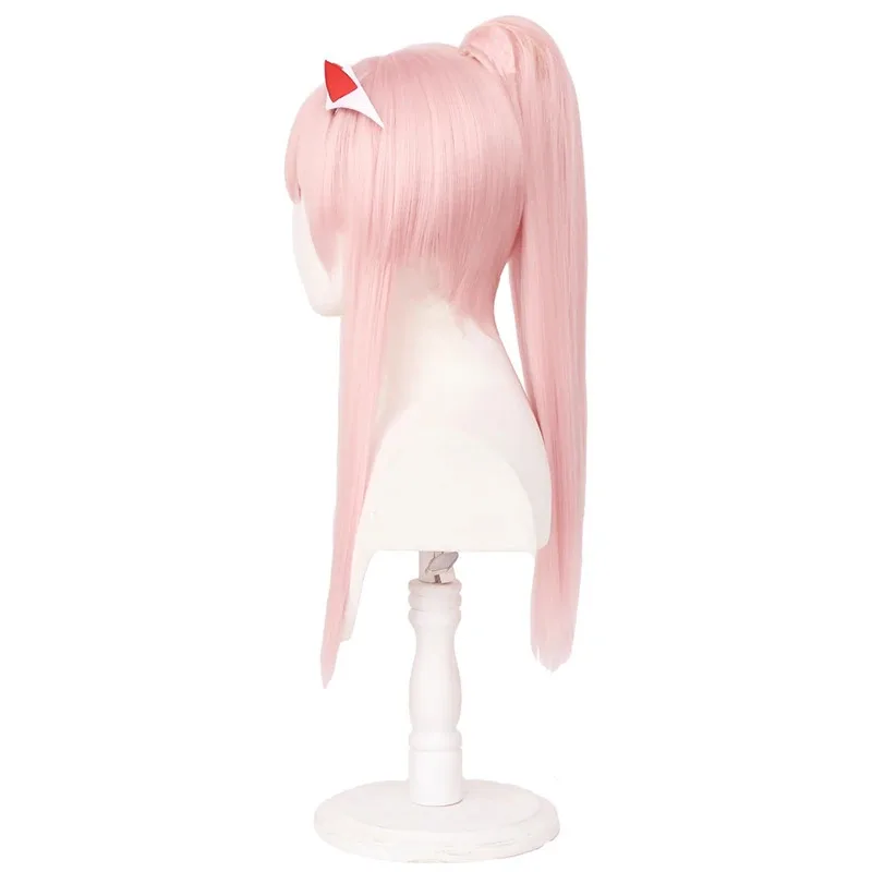 DARLING in the FRANXX Code 02 Peluca de Cosplay cola de caballo Zero Two traje de baño largo recto rosa peinado de natación pelucas de pelo sintético