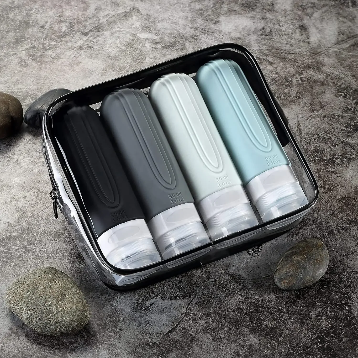 

90ml/Set Silicone Travel Cosmetics Bottles Empty Squeeze Containers Leakproof Refillable Bottle For Shampoo Conditioner Lotion