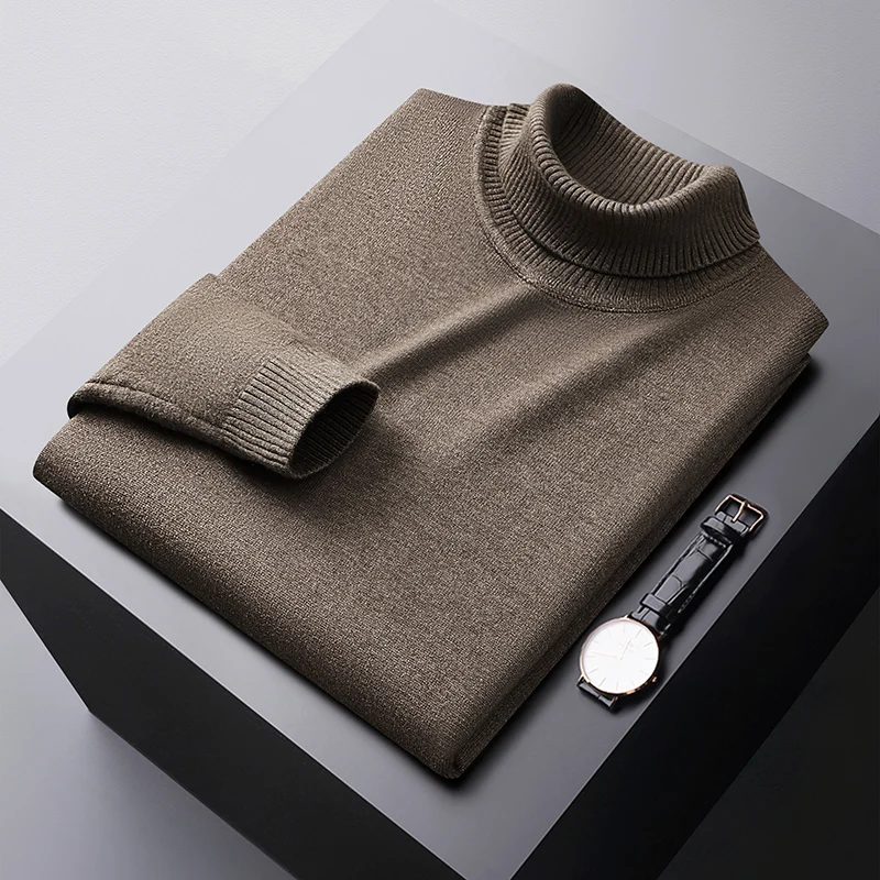 Winter thermal turtleneck sweater men\'s elastic cold-resistant clothes fashionable simple casual pure color all-matching sweater