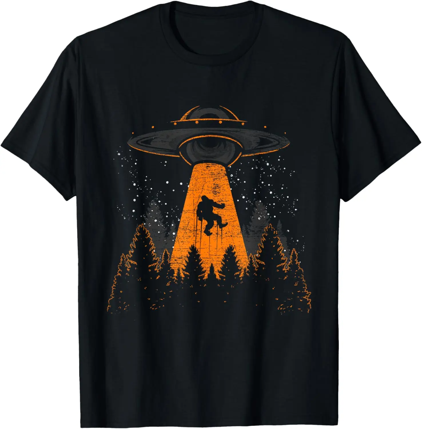 Bigfoot Sasquatch UFO Alien Abduction Yeti Cryptid Bigfoot T-Shirt Men and Women Short Sleeves Printed T-shirt