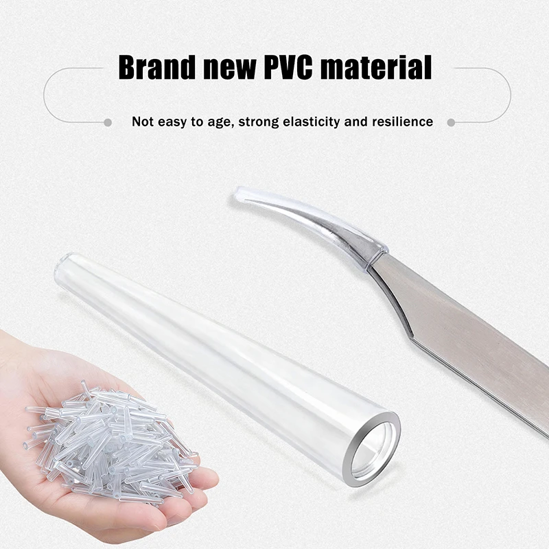 50 個のニキビ針先端プロテクターソフト保護スリーブまつげピンセット先端カバークリップ保護スリーブクリップ保護カバー
