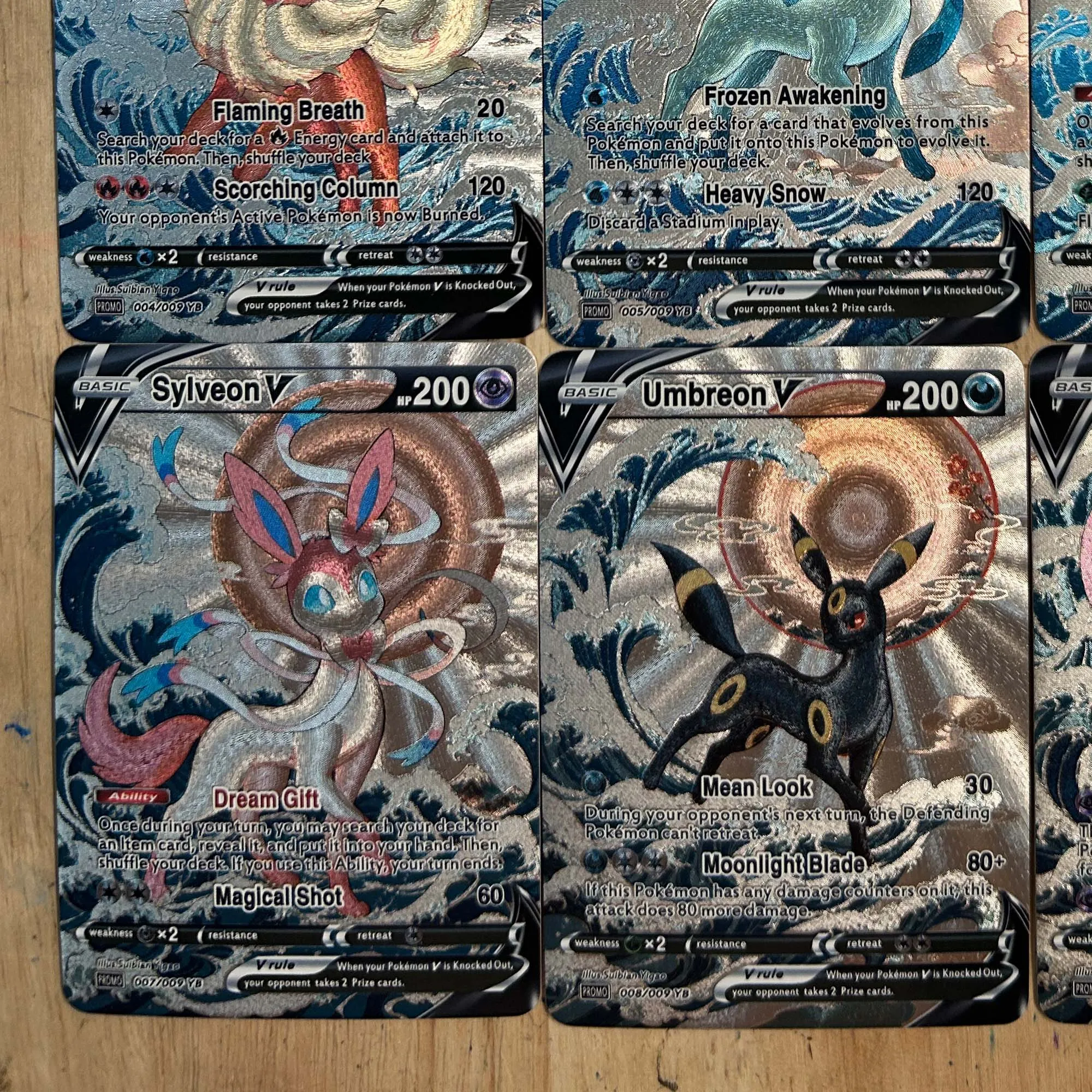 9 stks/set Diy Ptcg Engels Versie Eeveelution Ukiyo-E Collection Card Grof Flash Ptcg Umbreon Espeon Anime Card Gift speelgoed