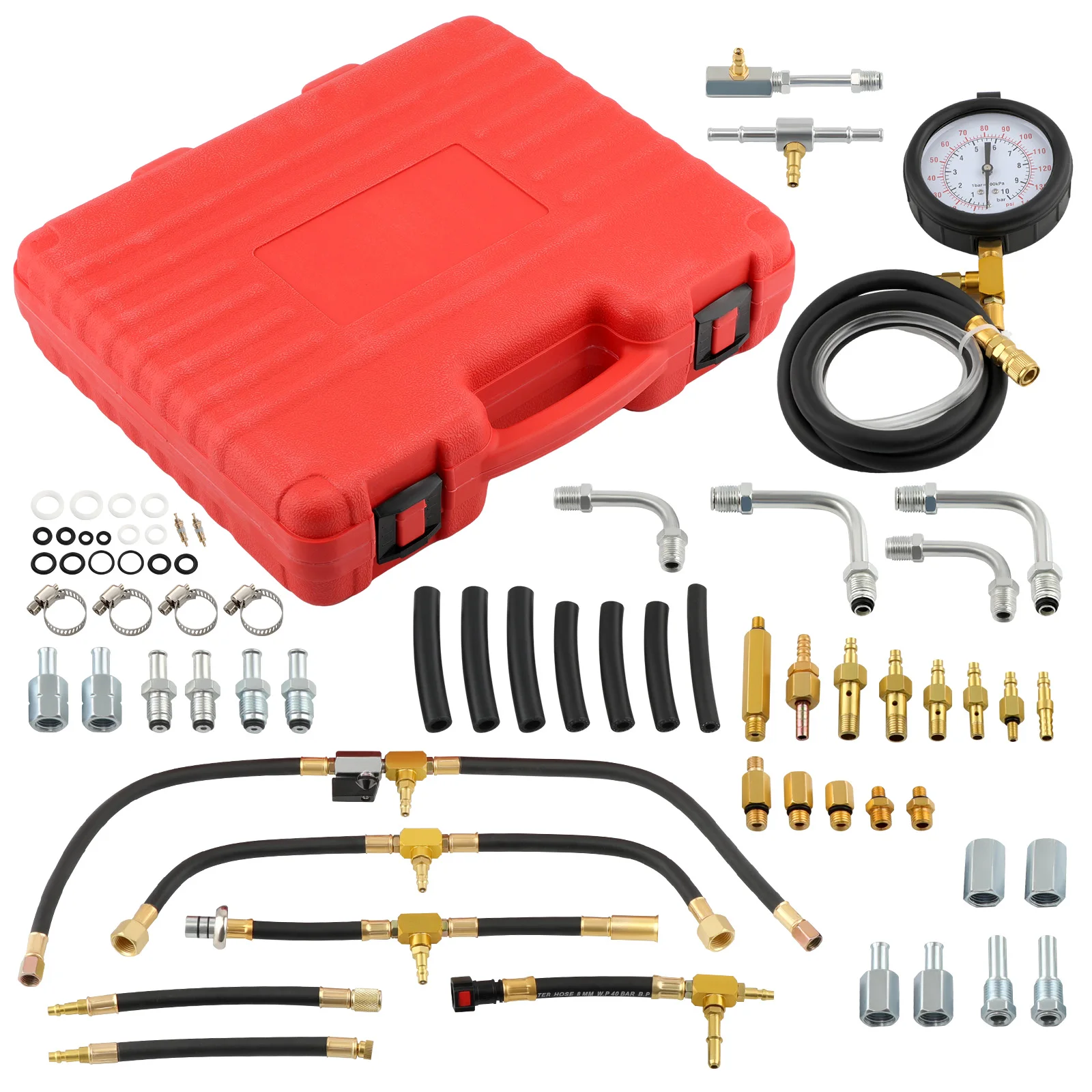 

Universal Fuel Injection Gauge Pressure Tester Detector Pump Tool Kit New ,Engine Gasoline Test Tool Set