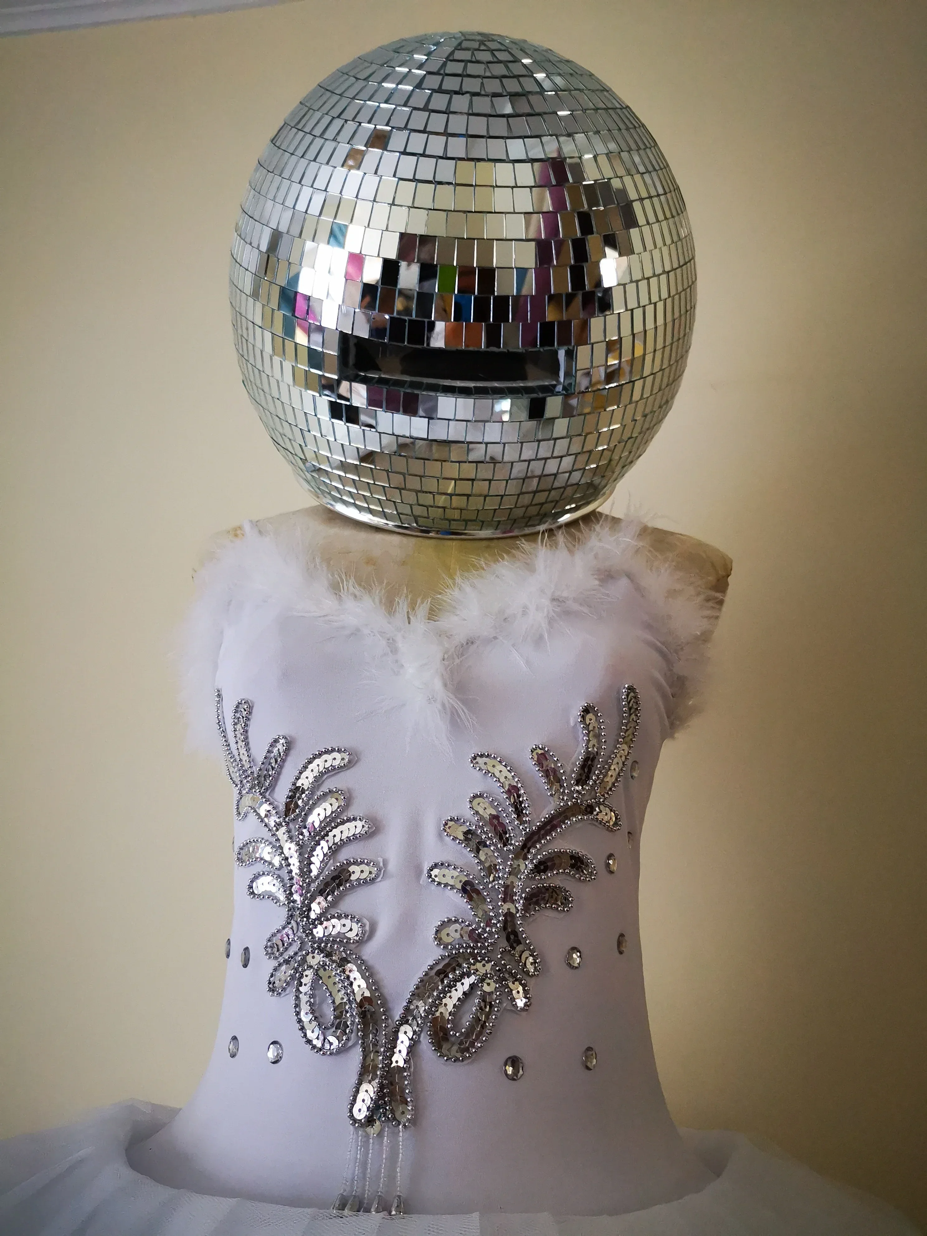 Disco Gold Mirror Ball Helmet Silver Mask Cosplay Show DJ Nightclub Musical Festival Dance Party DJ Bar Stage Performance
