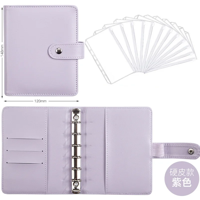 Carnet de notes en cuir New Horizon A7 avec 12 classeurs, sac à fermeture éclair, poche à billets, livre de stockage d\'argent, classeur rempli,