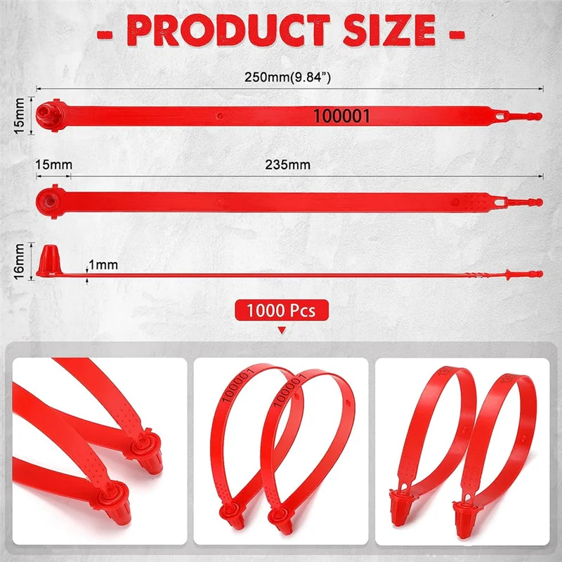 1000 Stück Kunststoff-LKW-Türdichtung für Anhänger, Logistik, Versand, Verpackung, Versand, Rot-A09I