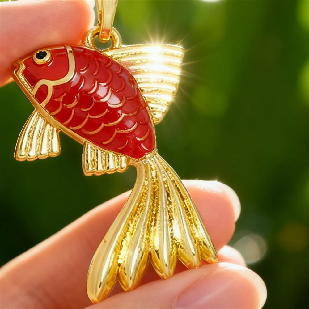 3Pcs Pendants Brass Enamel Koi Fish Charms for DIY Jewelry Necklace Bracelet Making Fashion Daily Wear Accessories for Men Women view 6