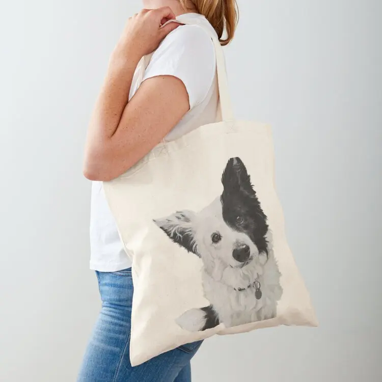 

cute border collie art Tote Bag Women's handbag shopper bag women canvas large size bags tote bag canvas