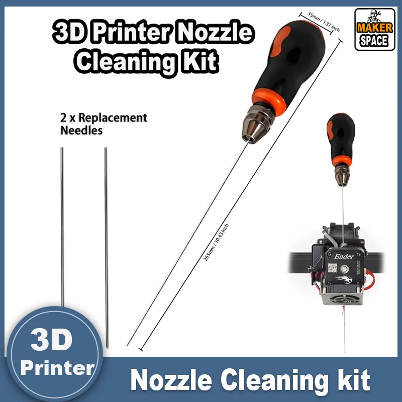 Clog Poke 3D Printer Accessories, Φ1.6mm Throat Piercing Needle Tool for Any 1.75mm Nozzles, 3D Printer Nozzle Cleaning Kit
