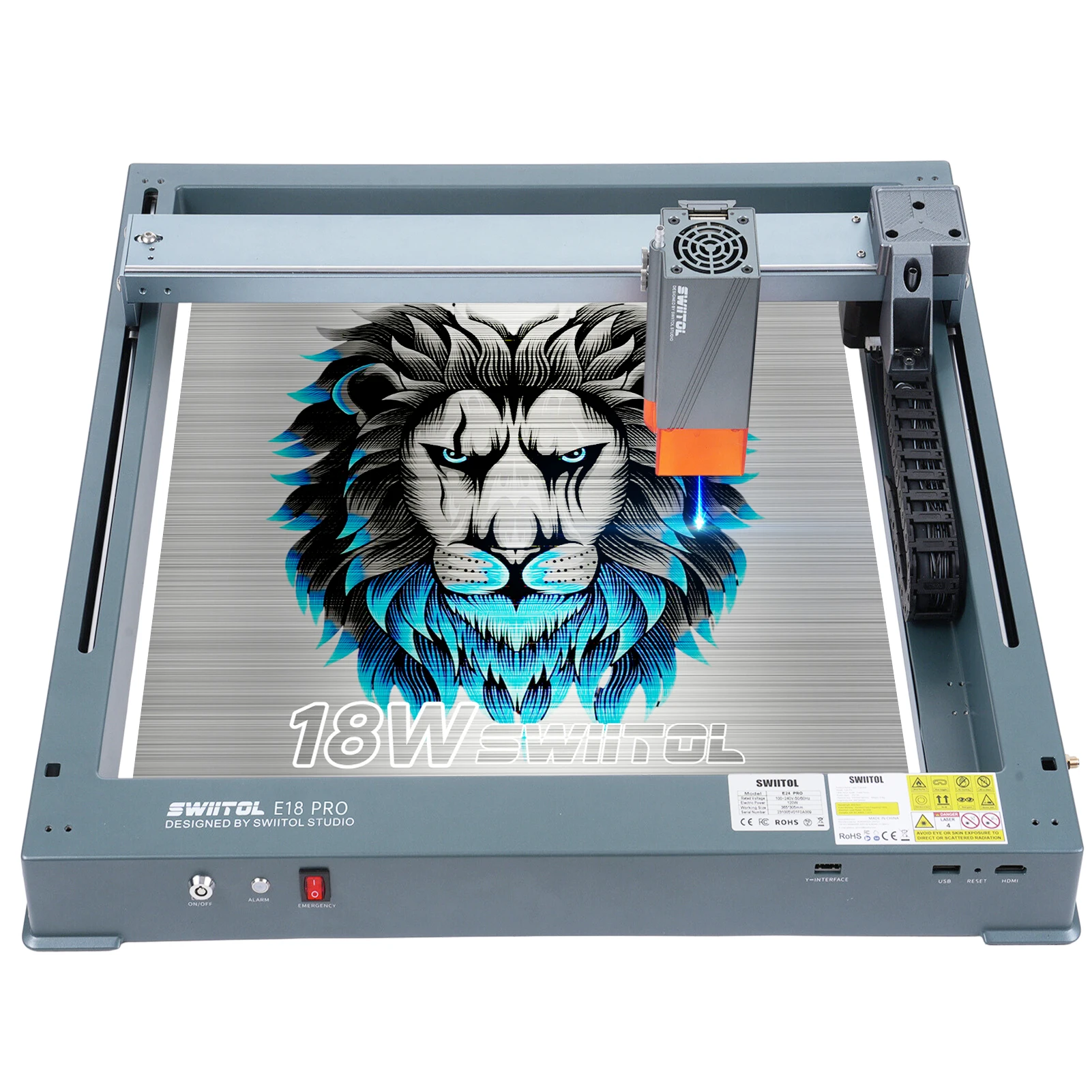 Swiitol E18 Pro 18W Laser Engraver Integrated Structure Compressed Spot Coupling Technology High Speed Engraving 365*305mm