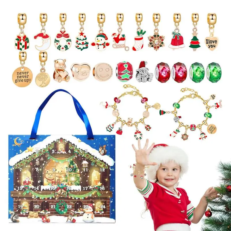 

Christmas Advent Calendar Bracelets 2023 24 Days Charm Bracelets Making Kit DIY Jewelry Making Kit Gift 22 Charm Beads 2