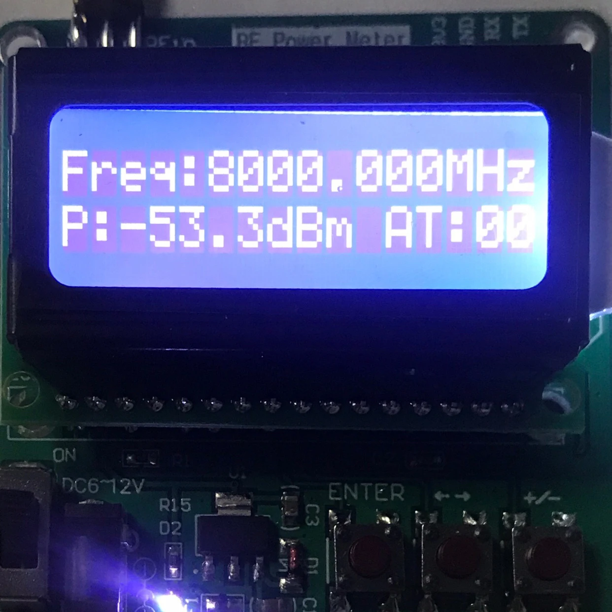 Medidor de potencia RF de 1MHZ-8000MHz, pantalla digital, valor de atenuación RF en la atenuación dB AMP para amplificador inalámbrico HAM