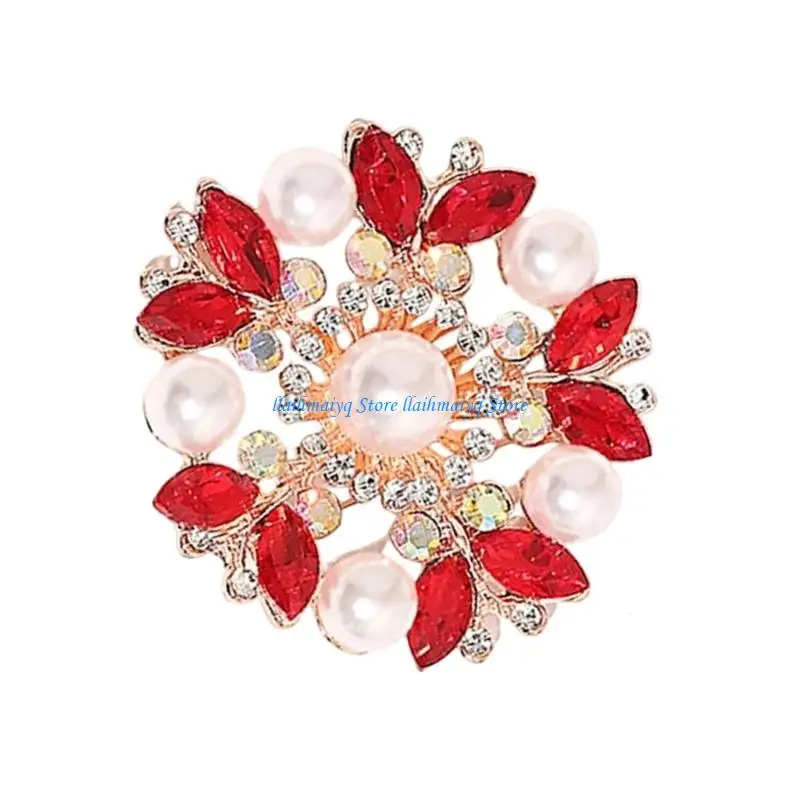 573B Versatile Pearls And Crystal Brooch Convertible Scarf Clasp Korean Inspired Jewelry For Casual Formal Attire