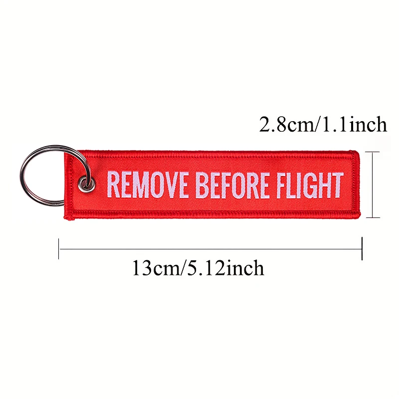 REMOVE BEFORE FLIGHT Embroidery Key Chain For Car Motorcycles Keys Gift Fashion Key Ring  Jewelry